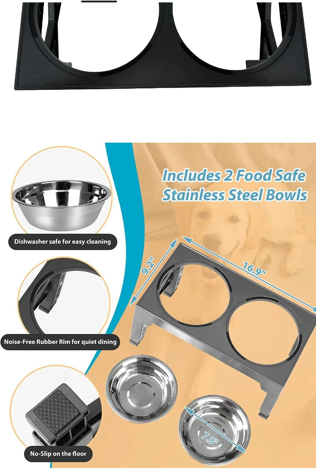 Elevated Stainless  Steel  Dog Bowls medium and Large Breed